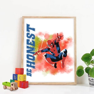 Poster "Spider-Man: Sii onesto", citazione sui progressi, arredamento per la casa degli studenti, poster di supereroi per bambini, decorazione da parete con action figure scolastiche