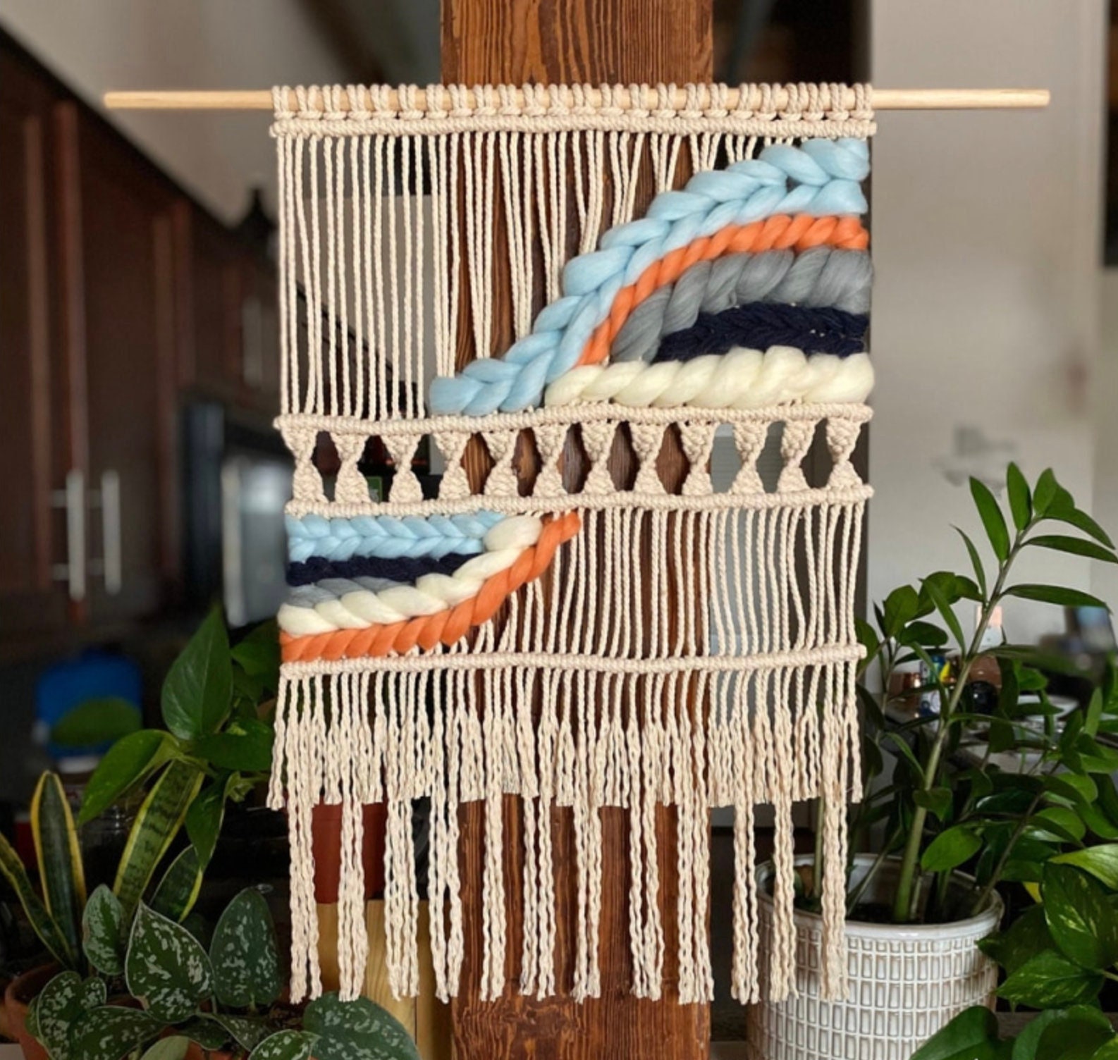 Tenture Murale en Macramé Tissé Coloré, Tapisserie à Accrocher, Style Boho, Pour Chambre Coucher, Sa