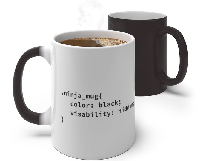 Ninja Code Black Color Changing Mug | Html Mug | Code Mug | Javascript ...