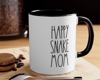 Happy Snake Mom Coffee Tea 11 15 Oz Mug Design Reptile Exotic Pets Animals Lovers Mother Daughter Sister Girlfriend Gift Present Gag Funny