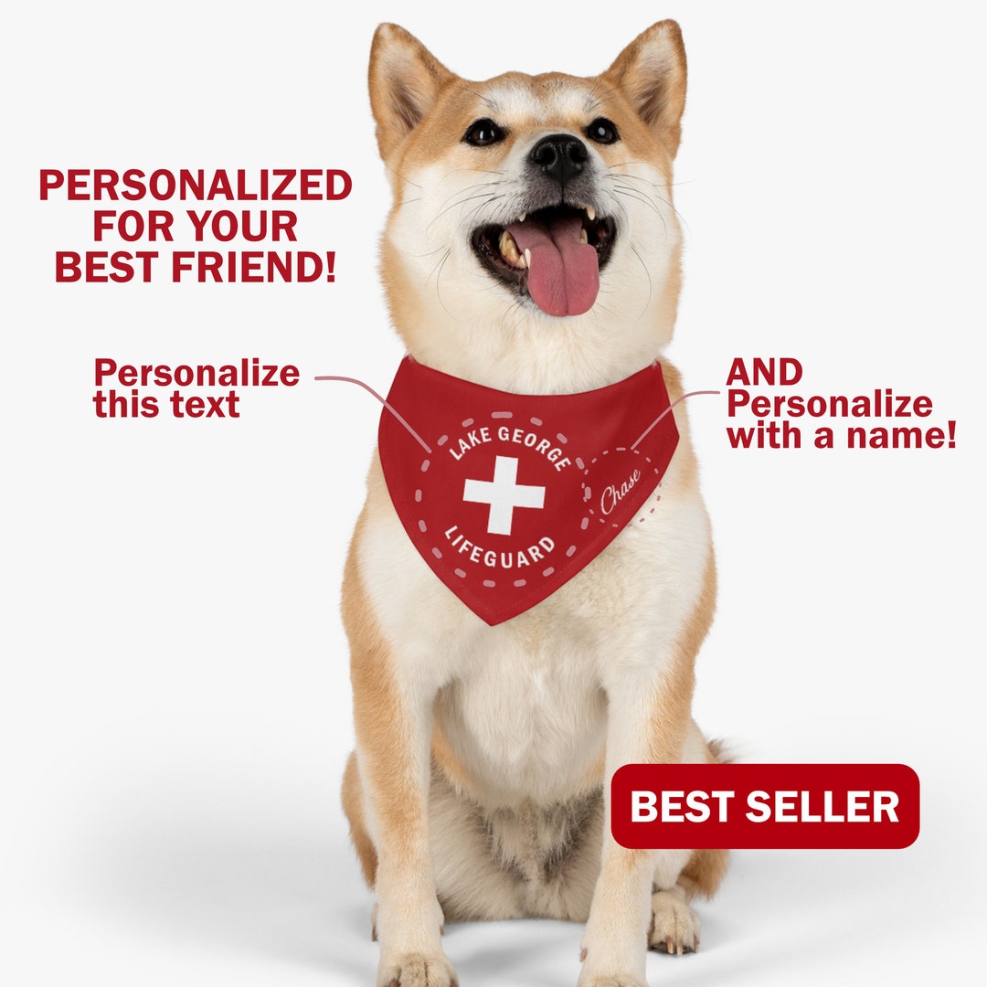 Lake Pool Lifeguard Pet Bandana Collar With Clip Custom Dog Bandanas