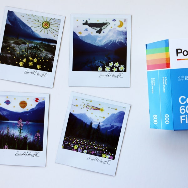 Polaroid Magnets - Hand Embroidered Polaroid 600 - Emerald Lake BC