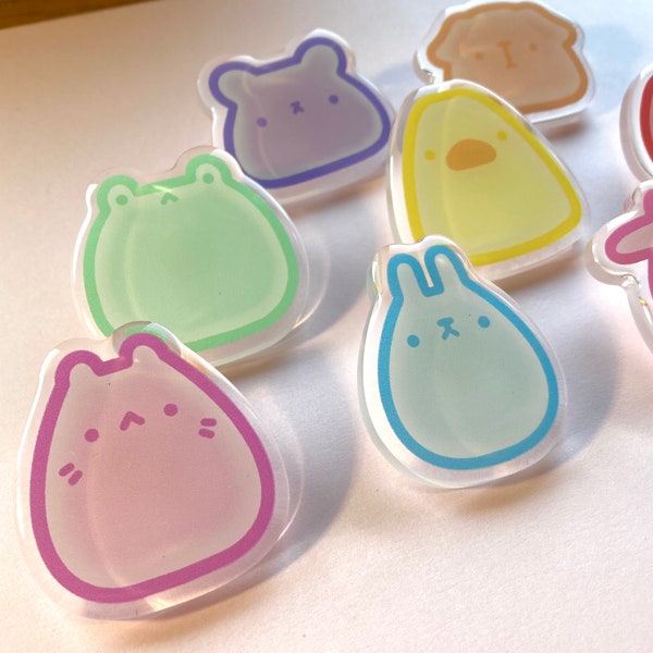 Kawaii Animal Lamp Pins - Cute Cat Lamp Pin - Pig - Guinea Pig - Strawberry Cow - Bunny - Frog - Bear - Duck - Acrylic Cute Animal Pins