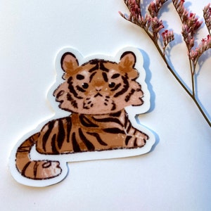 Winziger Tiger Aufkleber - Süßer Tiger Aufkleber - Tiger Cub Art - Matt Aufkleber - Kleiner Tiger Tier Aufkleber