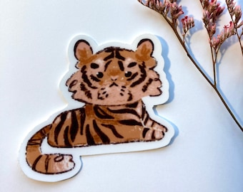 Tiny Tiger Sticker - Cute Tiger Sticker - Tiger Cub Art - Matte Sticker - Little Tiger Animal Sticker