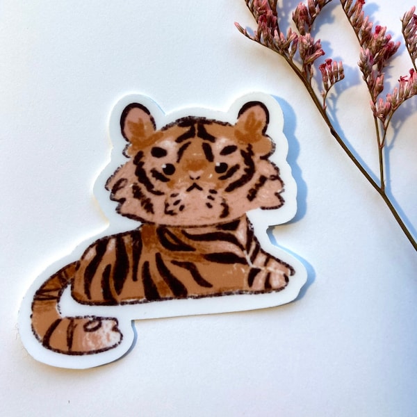 Tiny Tiger Sticker - Cute Tiger Sticker - Tiger Cub Art - Matte Sticker - Little Tiger Animal Sticker