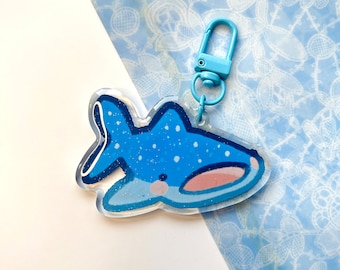 Cute Whale Shark Keychain - Glitter Epoxy Kawaii Whale Shark Acrylic Keychain - Shark Art - Pastel Whale Shark