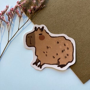Capybara Sticker - Cute Capybara Sticker - Sitting Capy - Capybara Art - Sleepy Capybara Matte Sticker