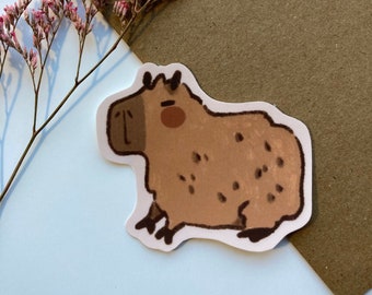 Adesivo Capivara - Adesivo Capivara Fofo - Capy Sentado - Arte Capivara - Capivara Sonolenta Adesivo Fosco