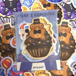 Cupcake ispirati a Fnaf 2 - Pacchetto adesivi - adesivi chibi fnaf - carino fnaf - Freddy Bonnie Chica Manlgle Puppet Balloon Boy - Kawaii FNAF