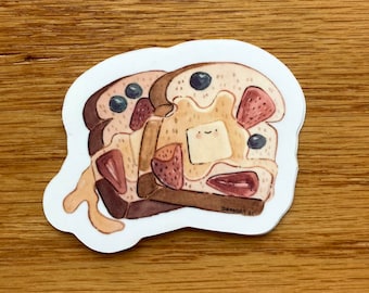French Toast Sticker - Cute Toast Stickers - Strawberry and Breakfast Stickers - Loaf Sticker