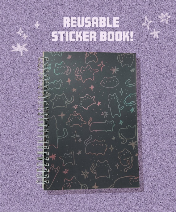 Rainbow Cat Reusable Sticker Book - A5 size 50 sheets - Cat Sticker Book - Galaxy Cats - Cute Cat Sticker Book - Sticker Collection
