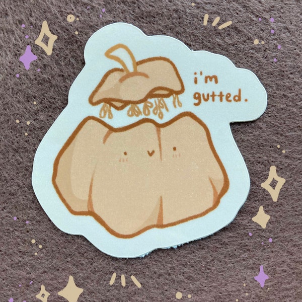 Cute Pumpkin Sticker - Halloween Pumpkin Decor - Fall Stickers - Funny I’m Gutted Gourd Autumn Pun Sticker - Pumpkin Art - Pastel Pumpkin