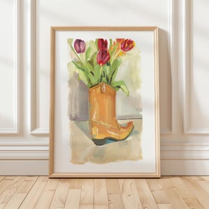 Poster di carta semi-lucida di alta qualità, decorazione artistica vintage "Tulipani da cowboy"