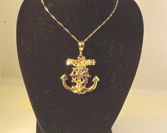 14k Gold Mariner's Cross Crucifixion's