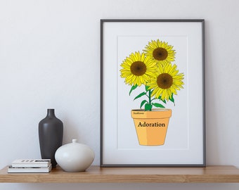 Plant Art Print, Plant Poster , Plant Print, Plants, Printable Wall Art, Frame Art, Wall Art, Plant gift, Sunflower, Framed Art