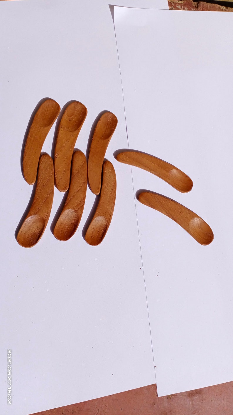 60pieces Wooden Cosmetic Spatula / Curved Spatulas /wooden Mini Spoon / Wooden Scoop / Bent