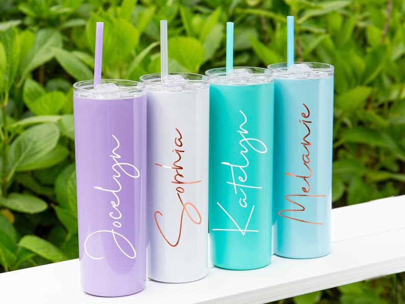 Tumbler with StrawPersonalized tumblerStainlessSteel cup image 0