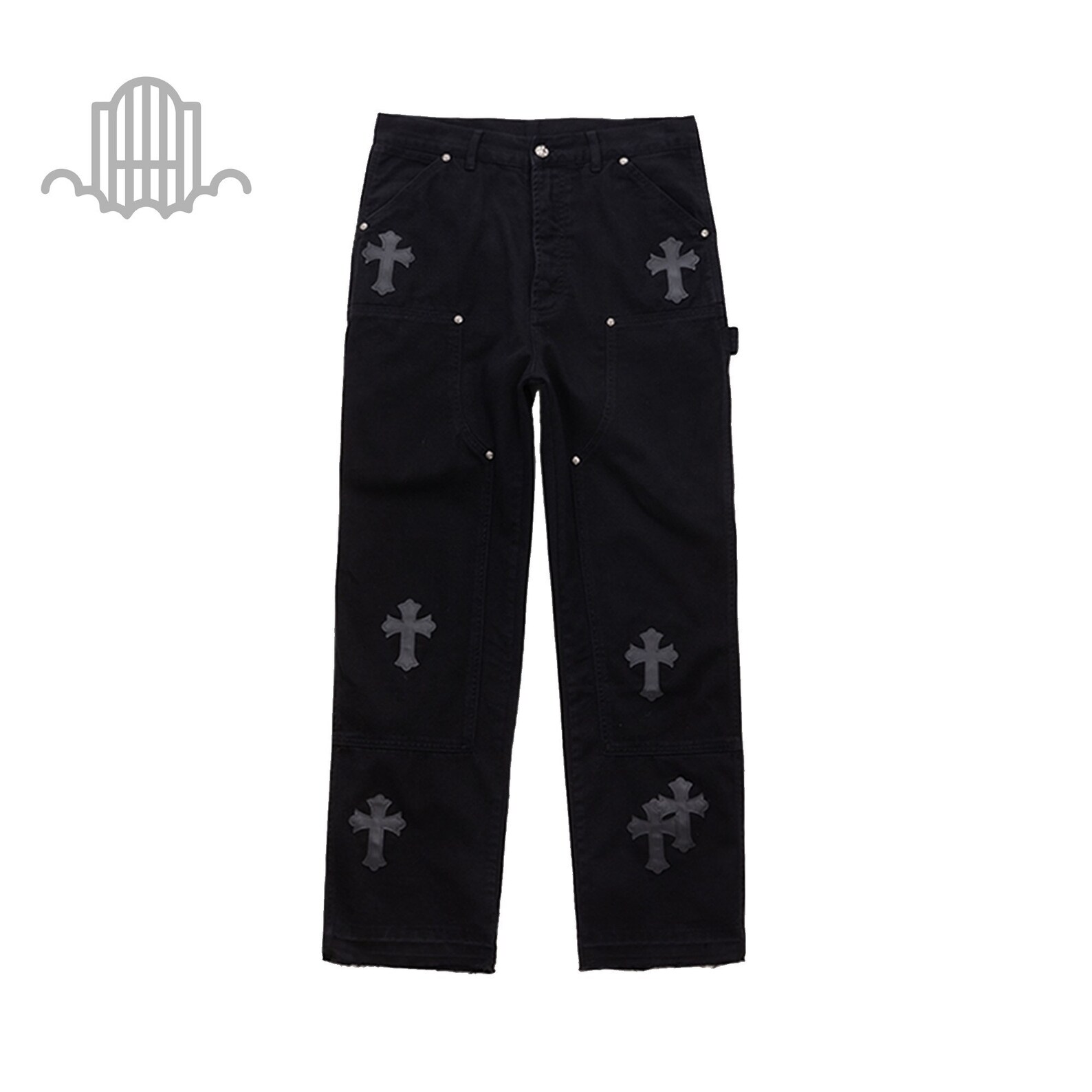 Individuelle Workwear Style Schwarze Hose mit schwarzem Kreuz Etsy