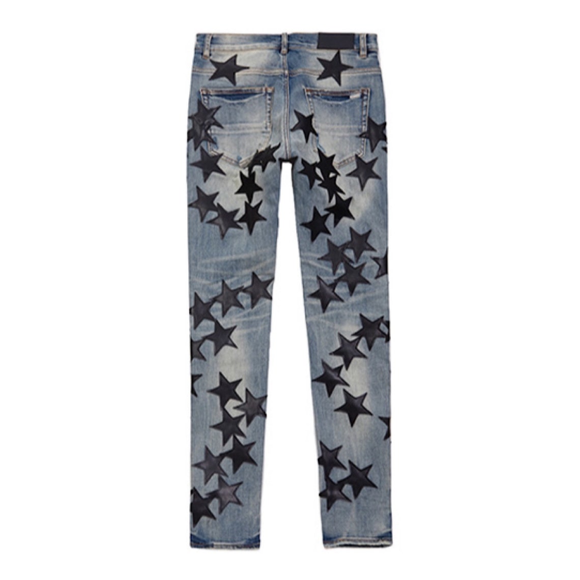 Custom Blue Denim Jeans with Black Star Detailing Amiri | Etsy