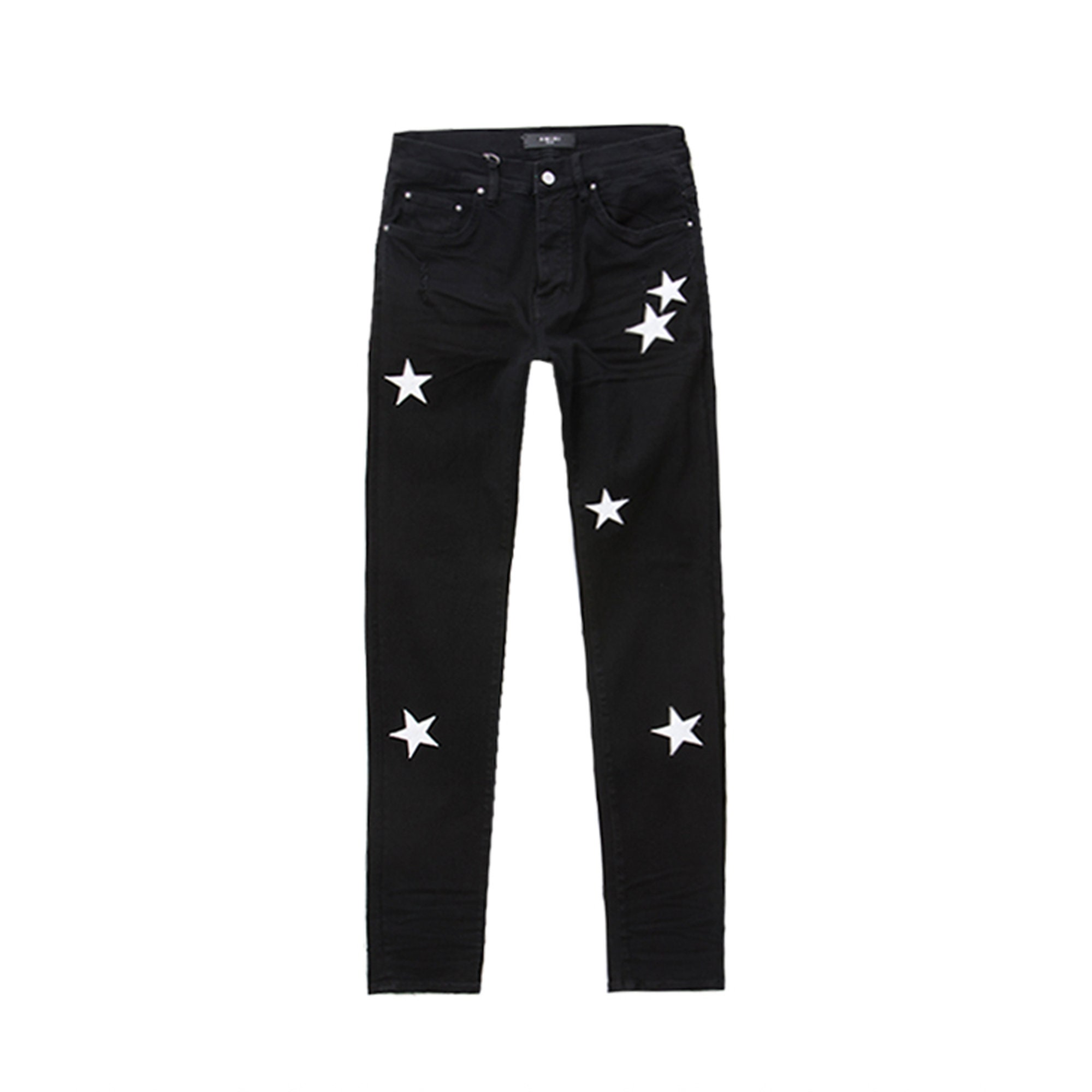Custom Black Denim Jeans With White Star Detailing Amiri Etsy