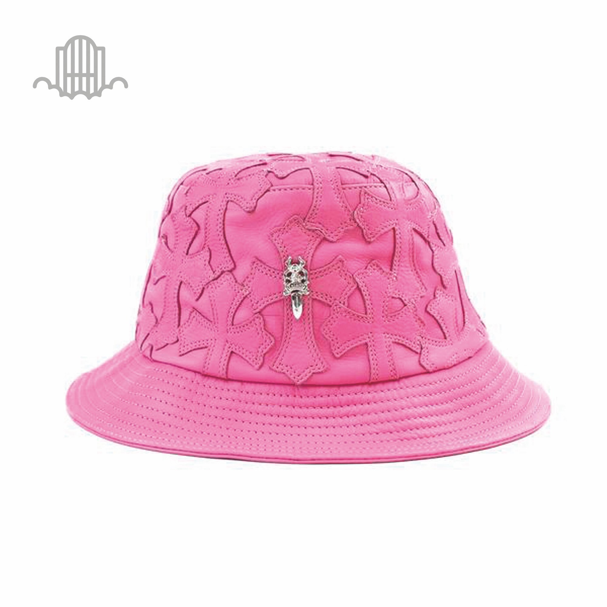 Handmade Pink Leather Bucket Hat with All Over Cross Patchwork Etsy