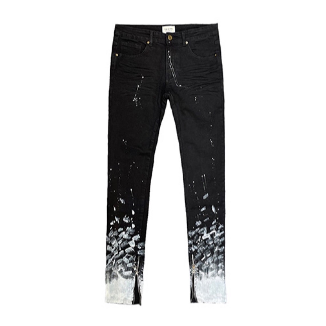 Custom Black Denim Jeans with Paint & Zip Detailing | Etsy