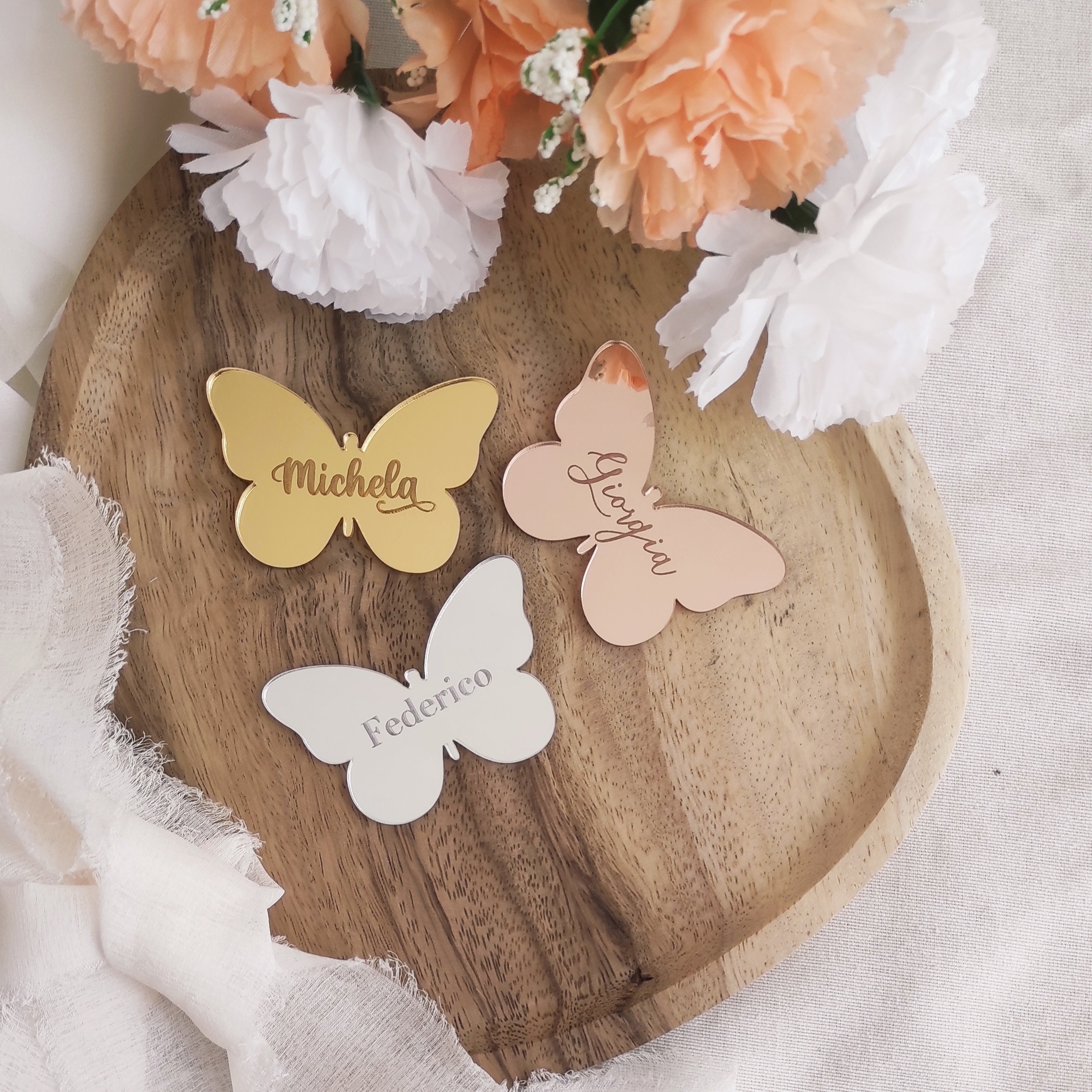 Set Partecipazione Segnaposto,Segnatavolo Matrimonio Tema Rosa Farfalla