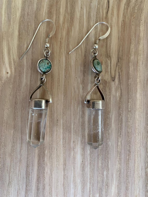 Turquoise Quartz Drop Earrings - Sterling Silver Handmade Gemstone Jewellery