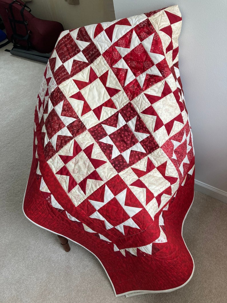 Throw Quilt Red Large Throw Handmade 64 x 72 one of a Etsy