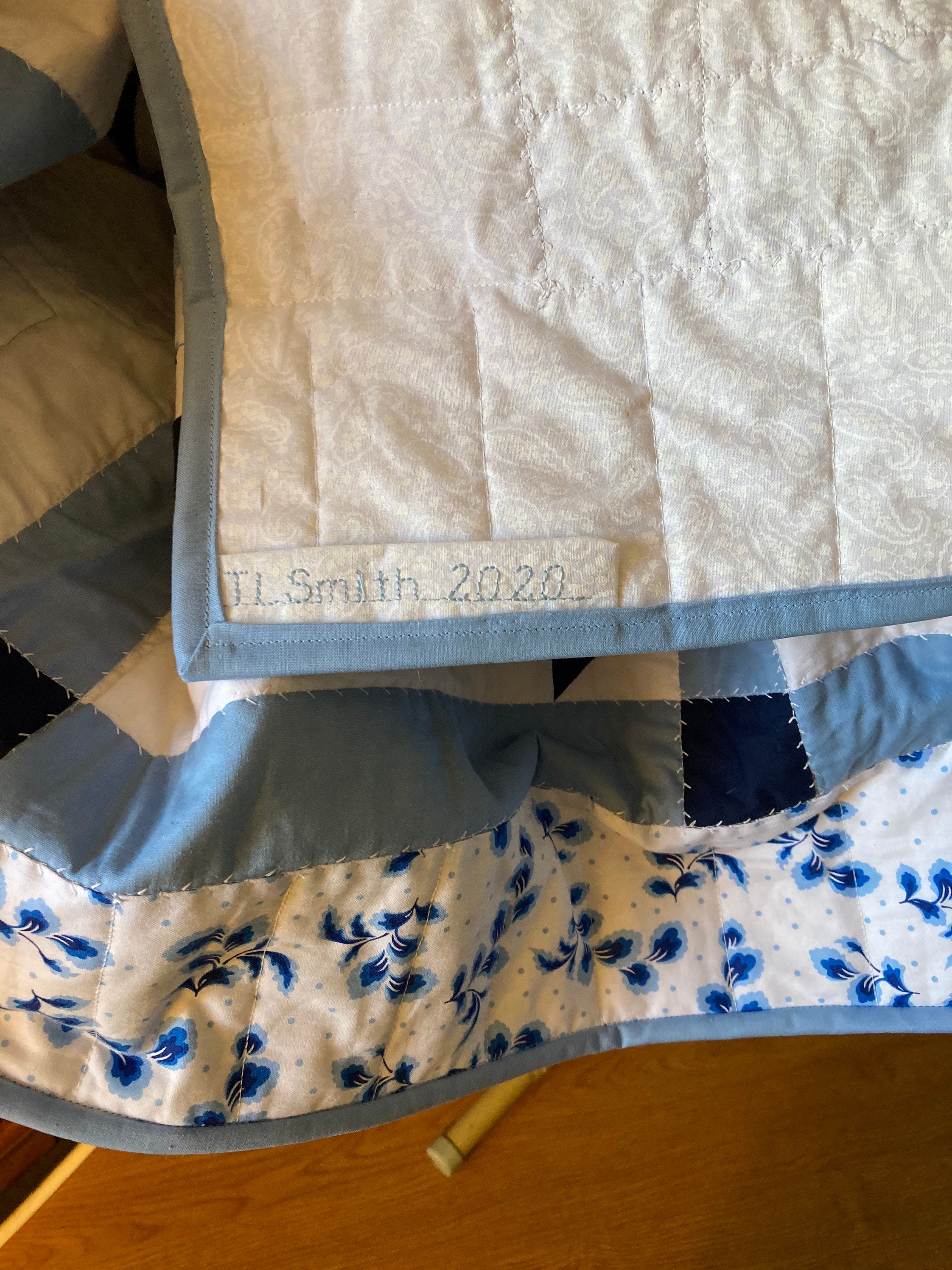 King Sized Quilt Set Modern Blue and White Handmade Quilt Etsy