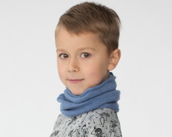 Winter Loop Scarf from Cashmere for Kids - Knitted Neck Gaiter in Blue