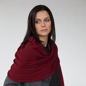 Cashmere Wool Shawl in Burgundy - Warm & Soft Cashmere Winter Wrap