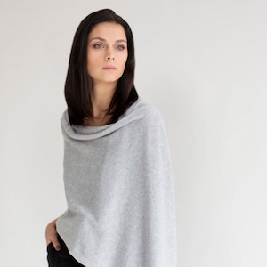 Cashmere Knitted Shawl in Grey, Light Gray Long Cashmere Shawl Wrap, Cashmere Blanket Scarf, Bridal Shawl