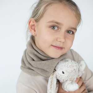 Aquecedor de pescoço para crianças e adolescentes em malha macia e quente - Gorro de cashmere para bebê em bege