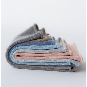 Cashmere neck warmer in blue color, grey toddler snood, children knitting snood, loop schal kinder, snood enfant, knitting accessories