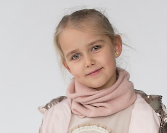 Pastel Pink Girl Neck Gaiter - Winter Loop Scarf from Cashmere Wool