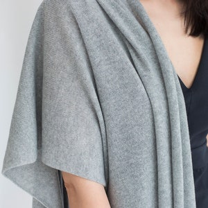 Grey Pure Cashmere Knit Shawl for Women, Soft Light Pashmina Shawl for Shoulder, Bridal Shawl for Winter image 2