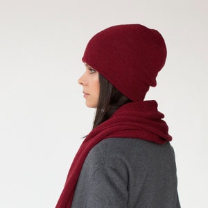 Cashmere Slouchy Beanie Women Head Wraps Grey Winter Hat for Woman Burgundy