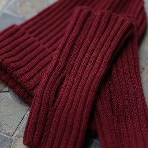 Knit cashmere arm gloves in burgundy color Half winter hand warmers for women Knit driving fingerless from cashmere wool Christmas gift image 5