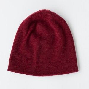 Knitted Beanie Hat from Cashmere Warm Winter Hat for Woman in Burgundy image 3