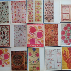 RARE Set 15 cartoline sovietiche Cartolina Petrykivka Pittura decorativa Ucraino Patrimonio culturale Fatto a mano Arte popolare autentici fiori natura