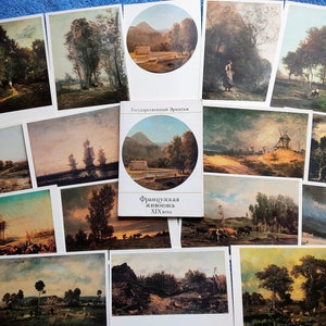 RARE Set of 16 Vintage Postcards Landscape of French painting 19th century. Reproductions painter Illustration Art Classics Paintings Cards