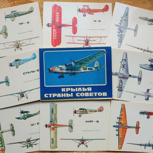 Ensemble 16 cartes postales vintage soviétiques URSS Aviation. Marine Airpower Space Aircraft Collection avions urss Modèles d’histoire militaire Scrapbooking