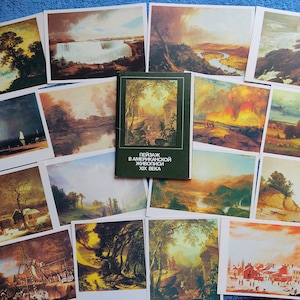 RARE Set 16 Vintage Postcards Landscape of American painting 19th century. Reproductions painter Illustration Art Classics Paintings Cards