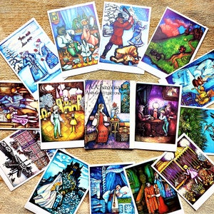 Conjunto de 16 cartões postais vintage 1986 Conto de fadas Flor escarlate. Luzes de ano novo. Árvore de Natal feliz Inverno Natal Cartão postal não utilizado 1 de janeiro