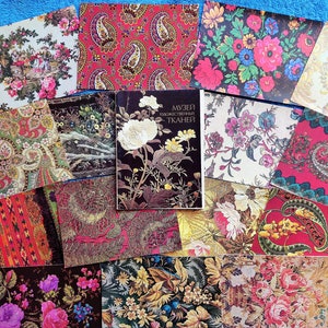Set 24 Soviet Vintage Postcards Museum de telas artísticas. Tejido de tela Ilustración coleccionable pintura Retro floral Estampado amantes regalo