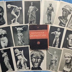 Set di 29 cartoline sovietiche d'epoca URSS 1956 Scultura antica. Statua antica Sculture figure busto Grecia arte italiana Inutilizzato Cartolina