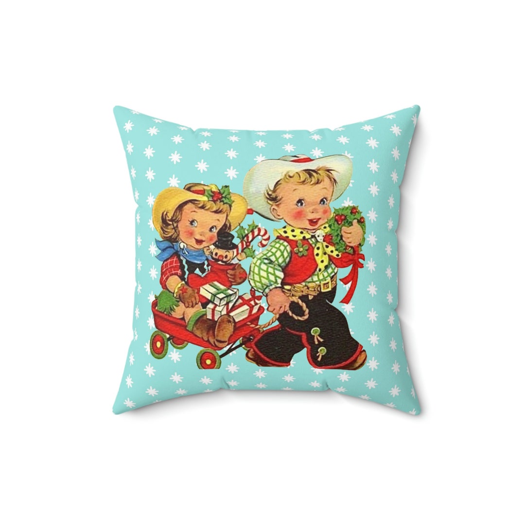 Vintage Christmas Pillow. Modern Vintage/ Midcentury Christmas Decor