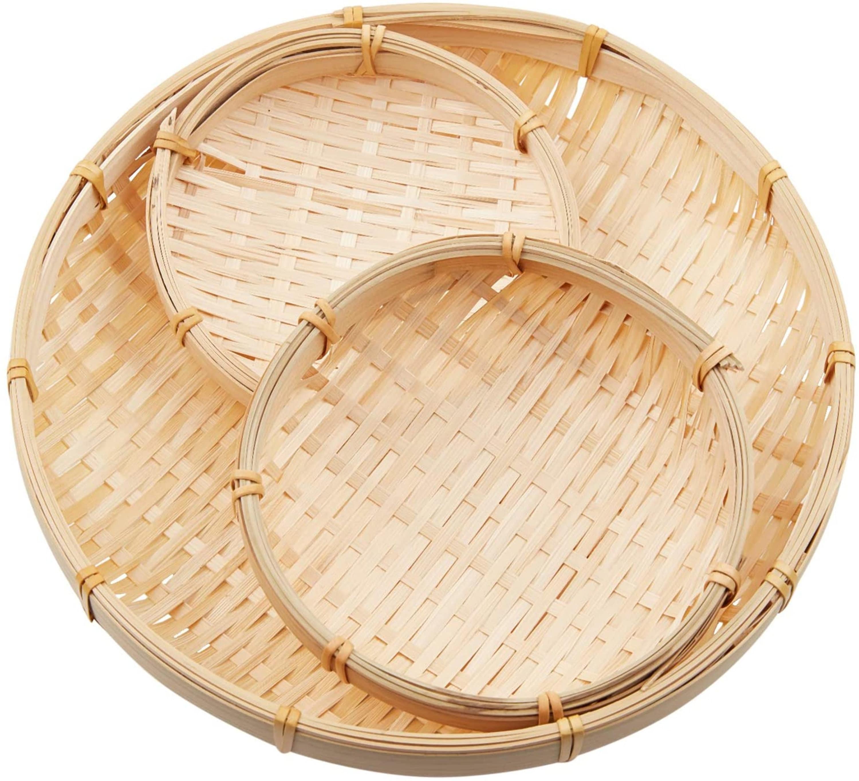 Bamboo Tray 3 Pcs Natural Handmade Woven Bamboo Plate in Use Etsy